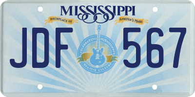 MS license plate JDF567