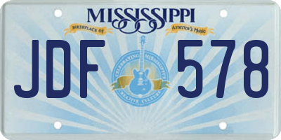 MS license plate JDF578