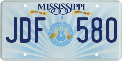 MS license plate JDF580