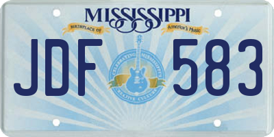 MS license plate JDF583