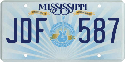 MS license plate JDF587