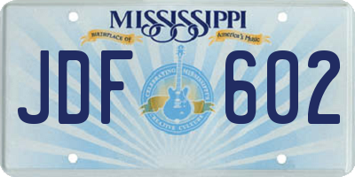 MS license plate JDF602