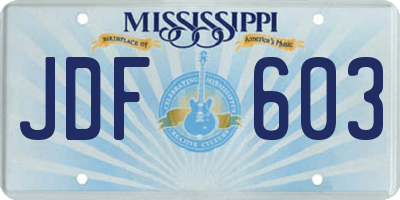MS license plate JDF603