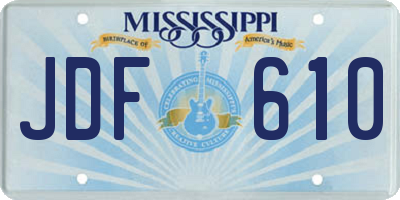MS license plate JDF610