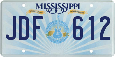 MS license plate JDF612
