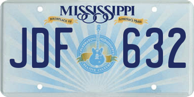 MS license plate JDF632
