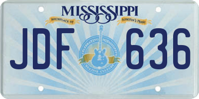 MS license plate JDF636