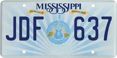 MS license plate JDF637