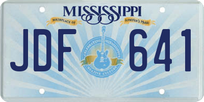 MS license plate JDF641
