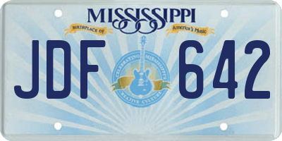 MS license plate JDF642