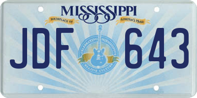 MS license plate JDF643