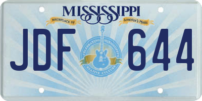 MS license plate JDF644