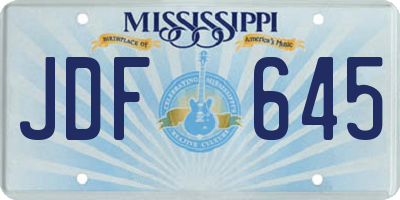 MS license plate JDF645
