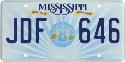 MS license plate JDF646