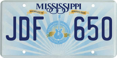 MS license plate JDF650