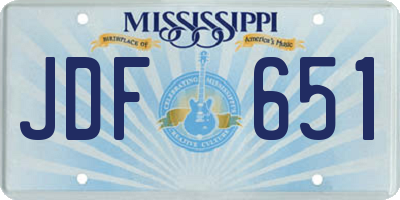 MS license plate JDF651