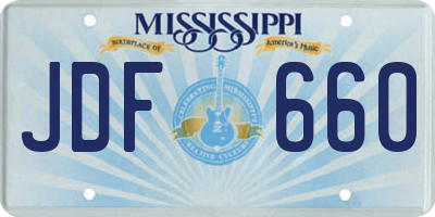 MS license plate JDF660