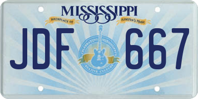 MS license plate JDF667