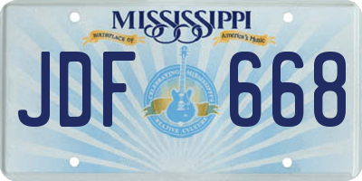 MS license plate JDF668