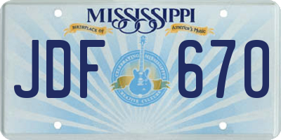 MS license plate JDF670