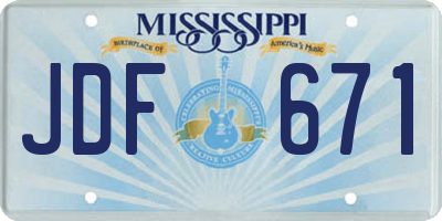 MS license plate JDF671