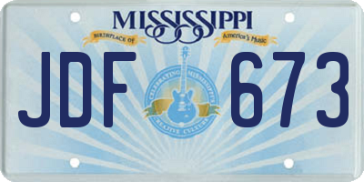 MS license plate JDF673