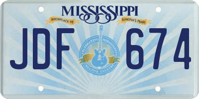MS license plate JDF674