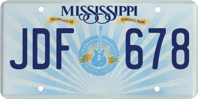 MS license plate JDF678
