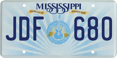 MS license plate JDF680