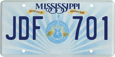 MS license plate JDF701