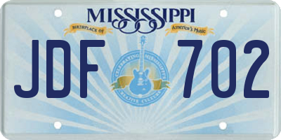 MS license plate JDF702