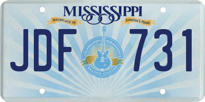 MS license plate JDF731
