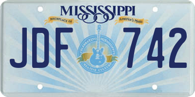 MS license plate JDF742