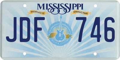 MS license plate JDF746