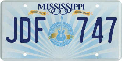 MS license plate JDF747