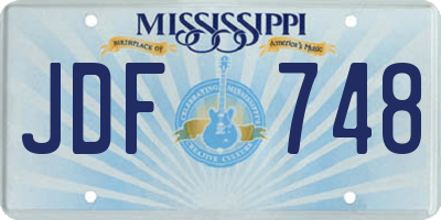 MS license plate JDF748