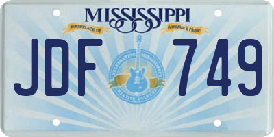 MS license plate JDF749