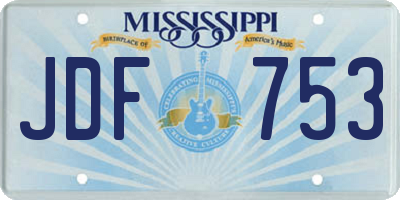 MS license plate JDF753