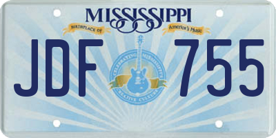 MS license plate JDF755