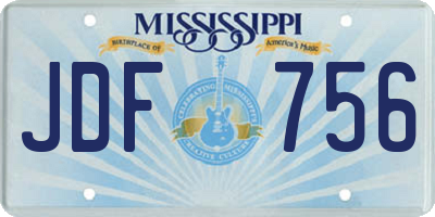 MS license plate JDF756