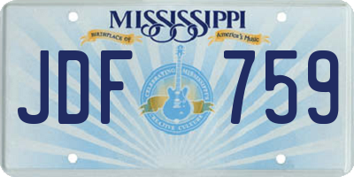 MS license plate JDF759