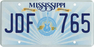 MS license plate JDF765