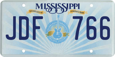 MS license plate JDF766