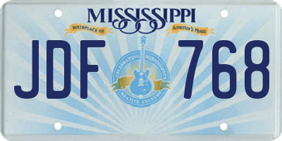 MS license plate JDF768