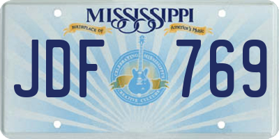 MS license plate JDF769
