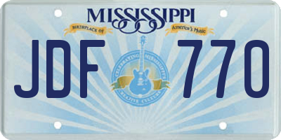 MS license plate JDF770