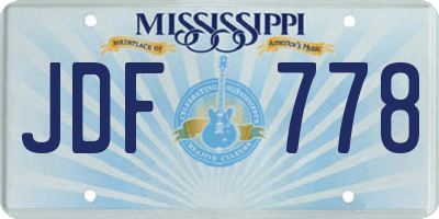MS license plate JDF778