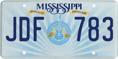 MS license plate JDF783