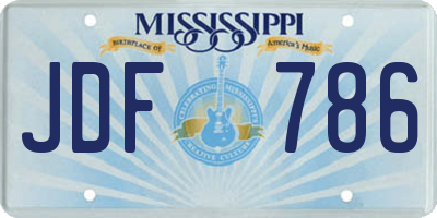 MS license plate JDF786