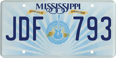 MS license plate JDF793